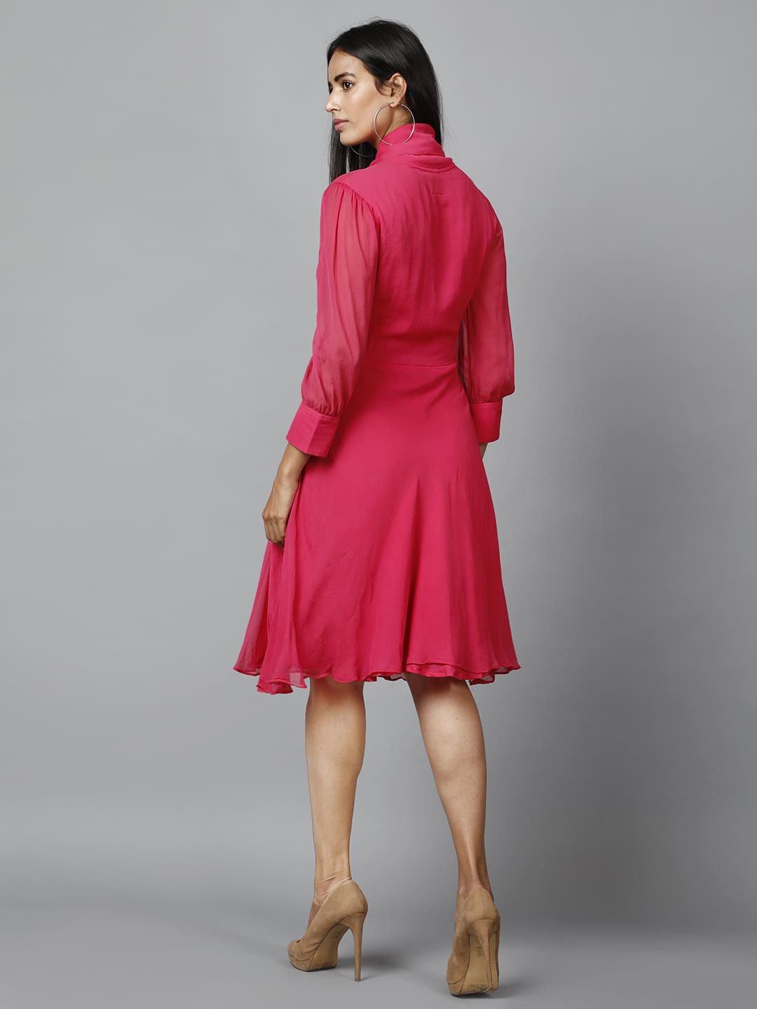 Women’s Pink Chiffon Casual Midi Dress: The Breathtaking Style Statement - Image 4