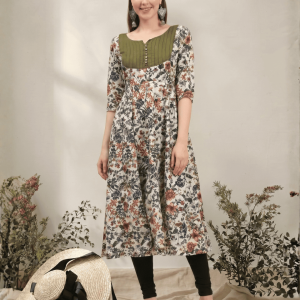 Women's Floral Print Poplin Anarkali With Pintucks At Yoke : #1 Wardrobe Essential