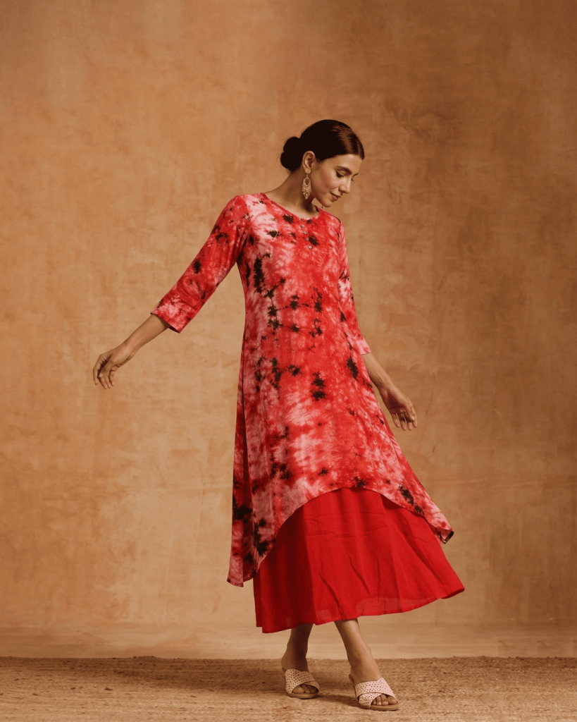 red tie-dye dress