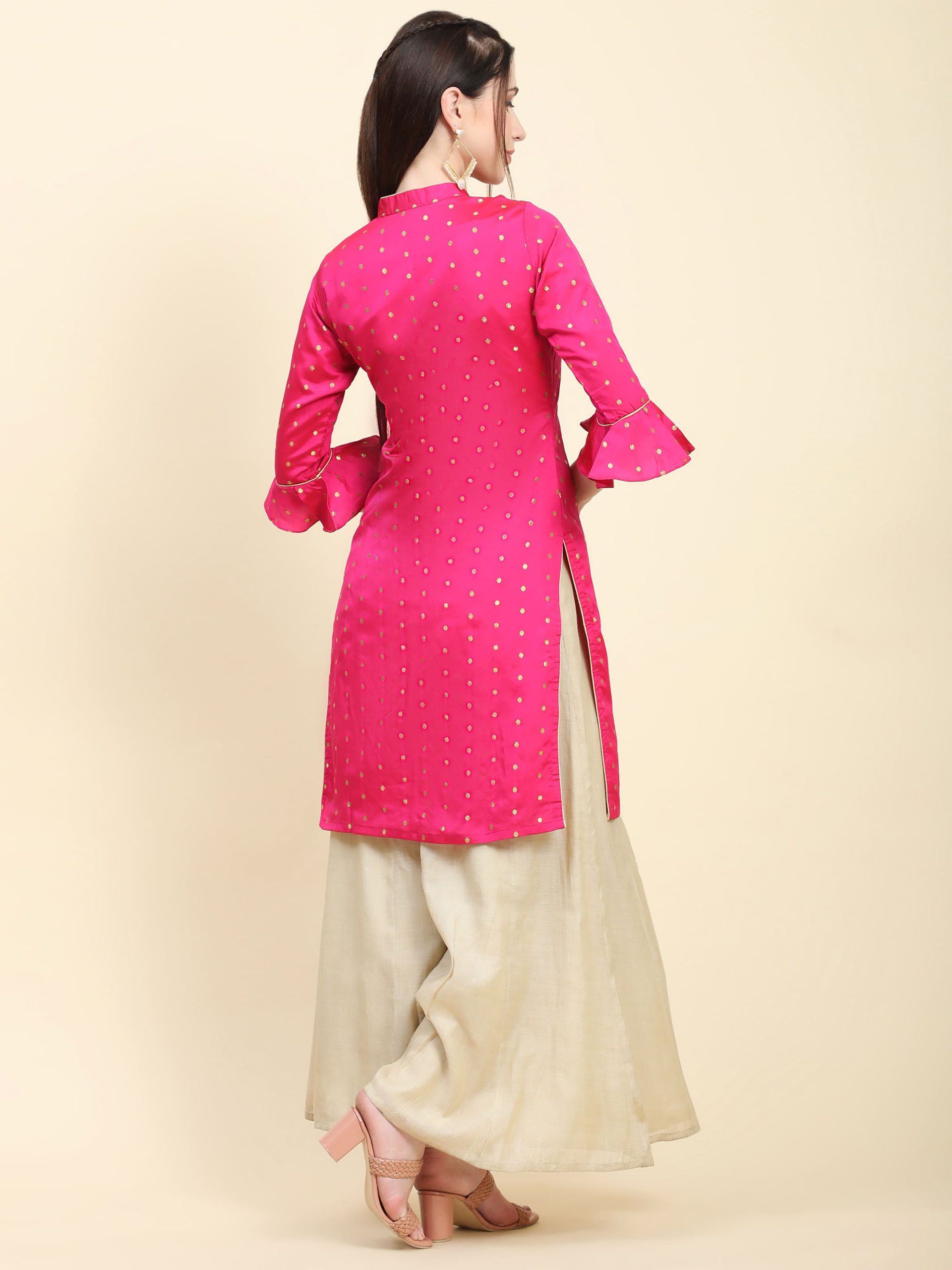 Zari woven Tafetta Kurti with Potli button: Redefining Festive Glamour - Image 4