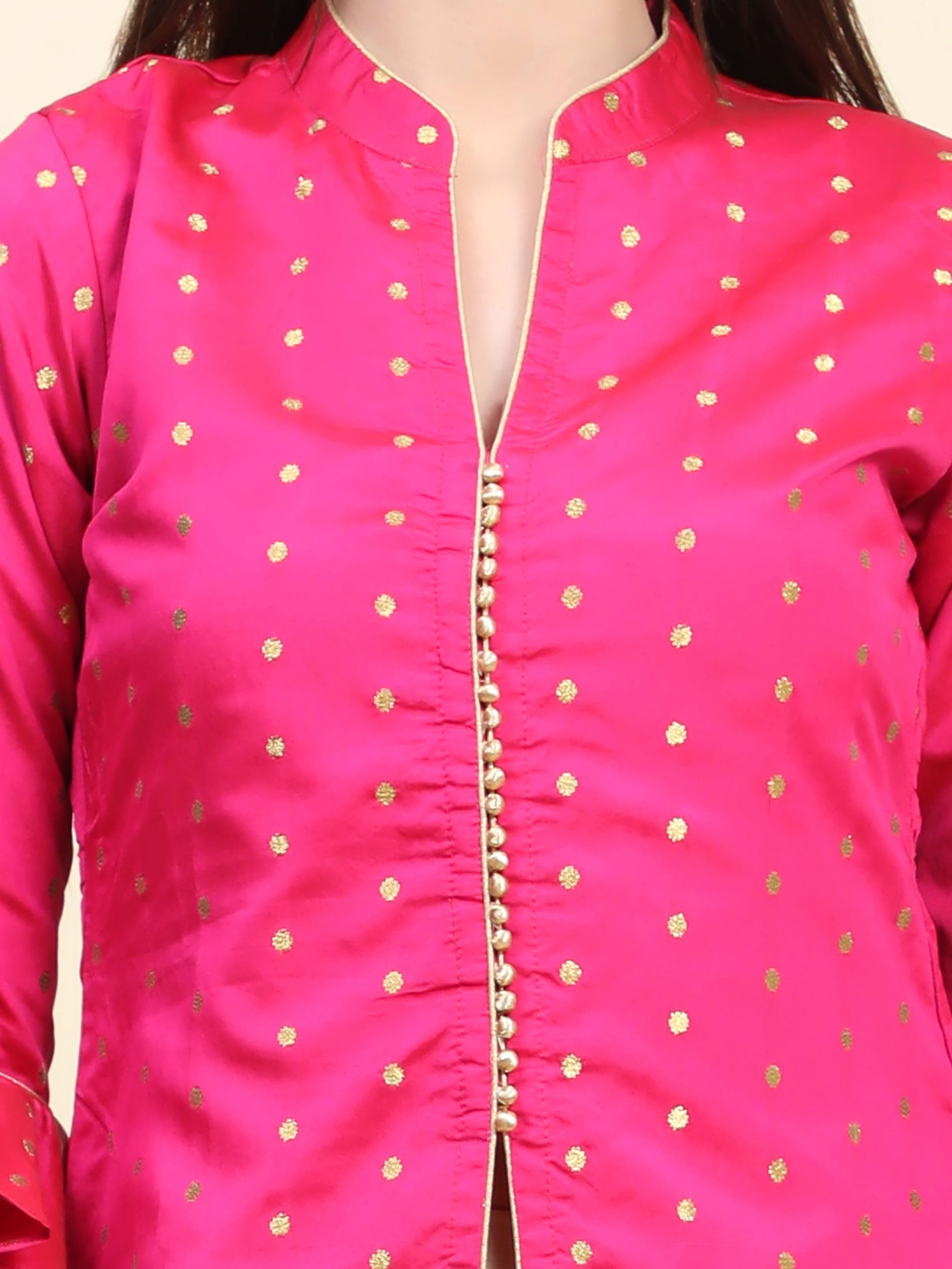 Zari woven Tafetta Kurti with Potli button: Redefining Festive Glamour - Image 5