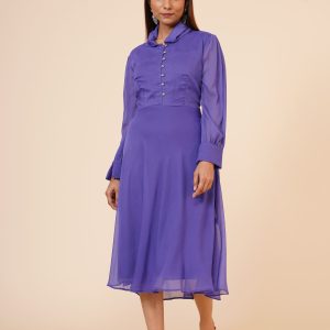Mauve Chiffon Casual Midi Dress
