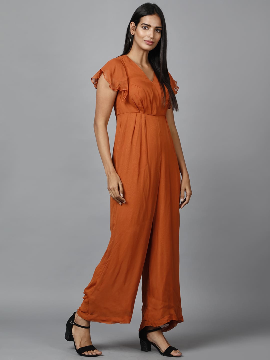 Women's Drape Party/ Casual Jumpsuit In Brown - Image 2
