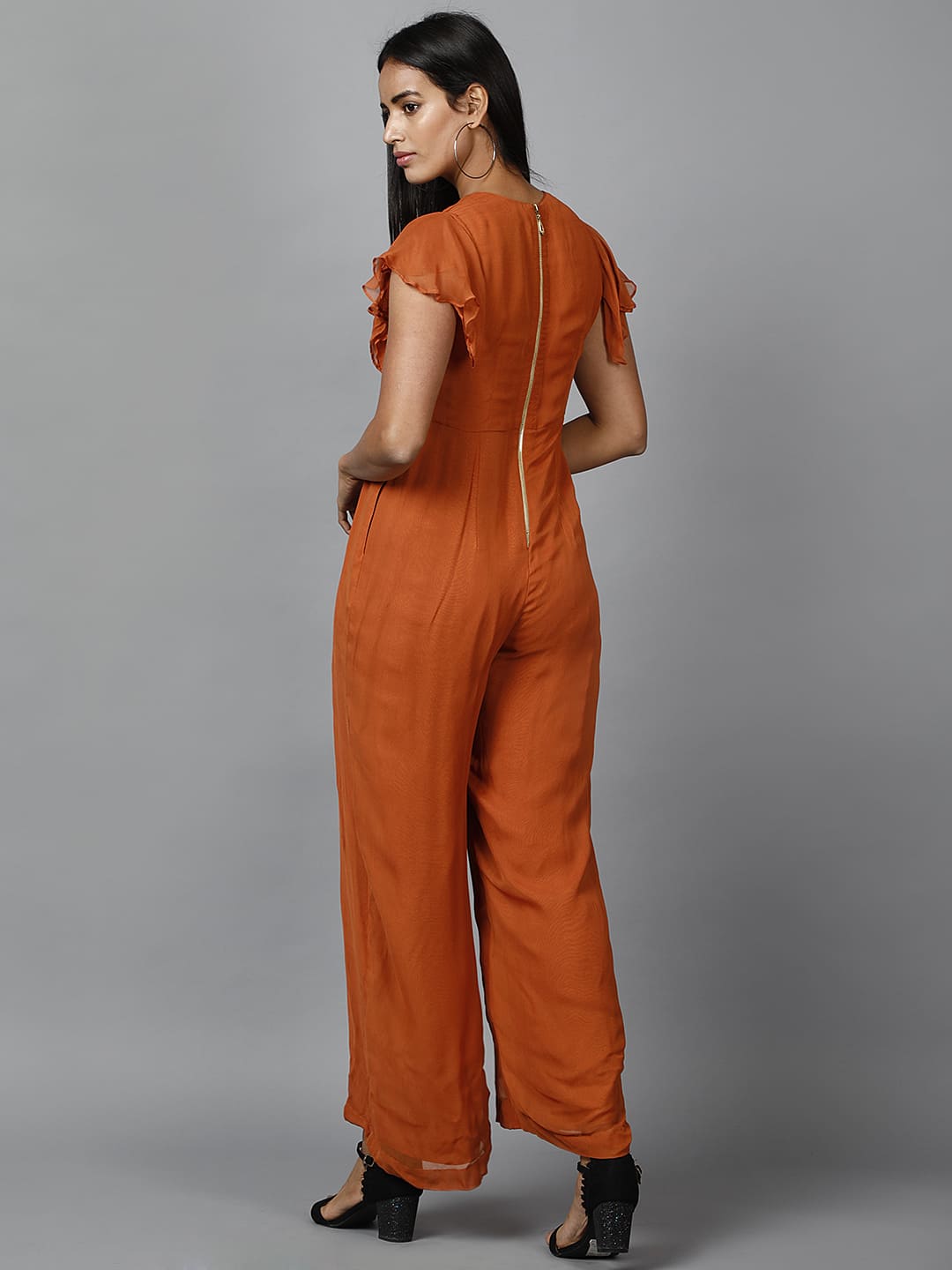 Women's Drape Party/ Casual Jumpsuit In Brown - Image 4