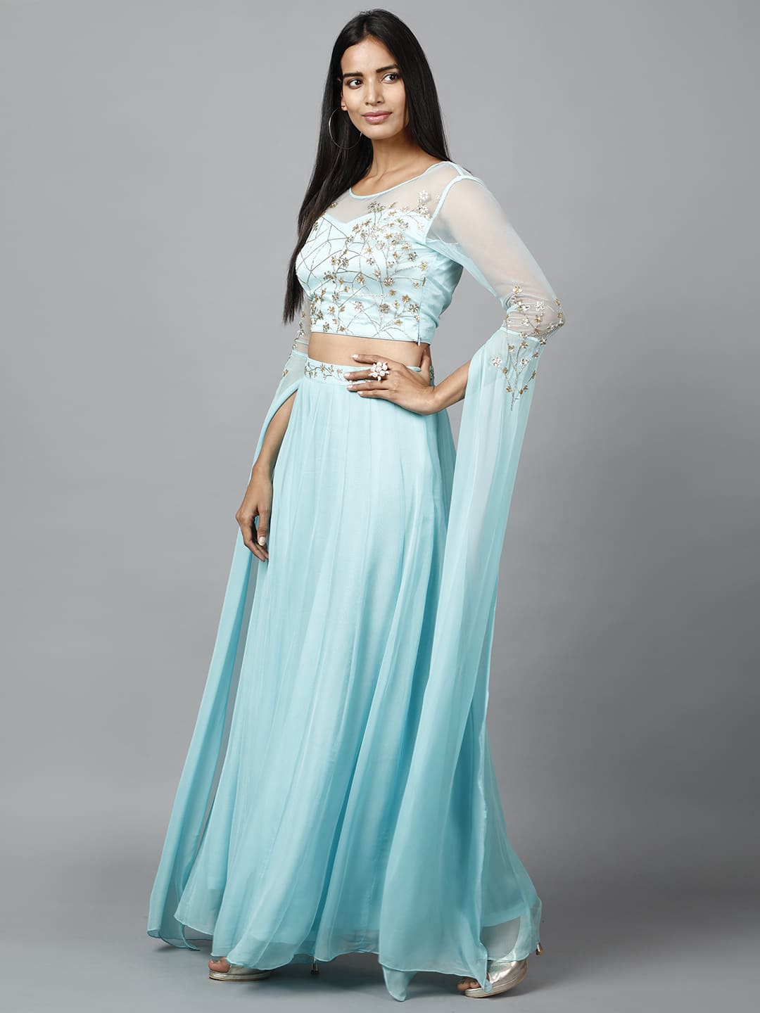 Blue Katdana Sequins Lehenga: The Ultimate Breathtaking Ensemble - Image 3