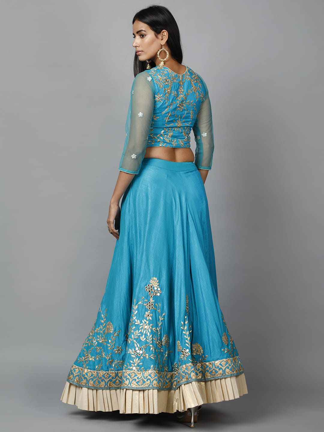 Turquoise Blue Gota Patti Lehenga Set: The Ultimate Breathtaking Ethnic Masterpiece - Image 4