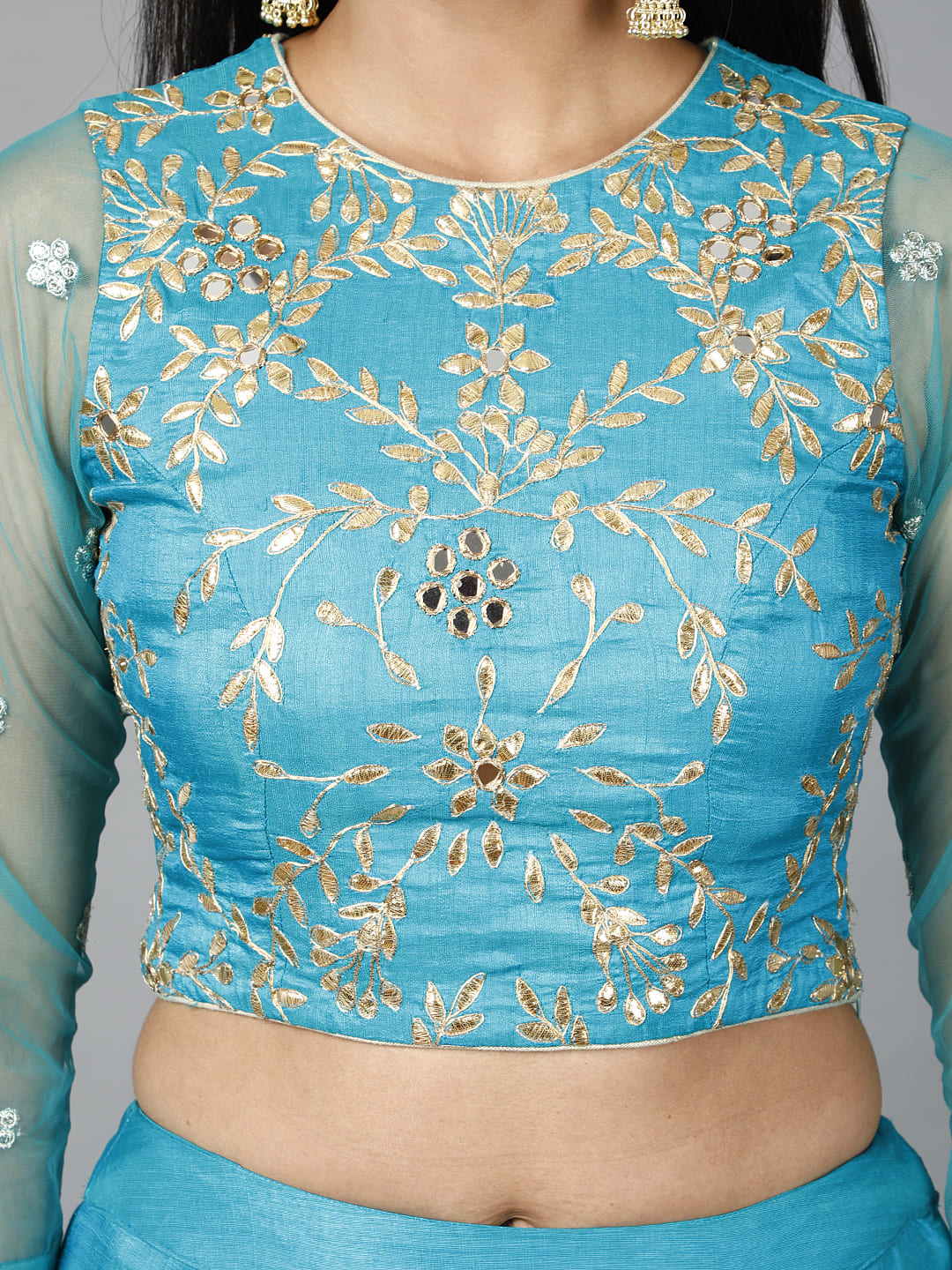 Turquoise Blue Gota Patti Lehenga Set: The Ultimate Breathtaking Ethnic Masterpiece - Image 5