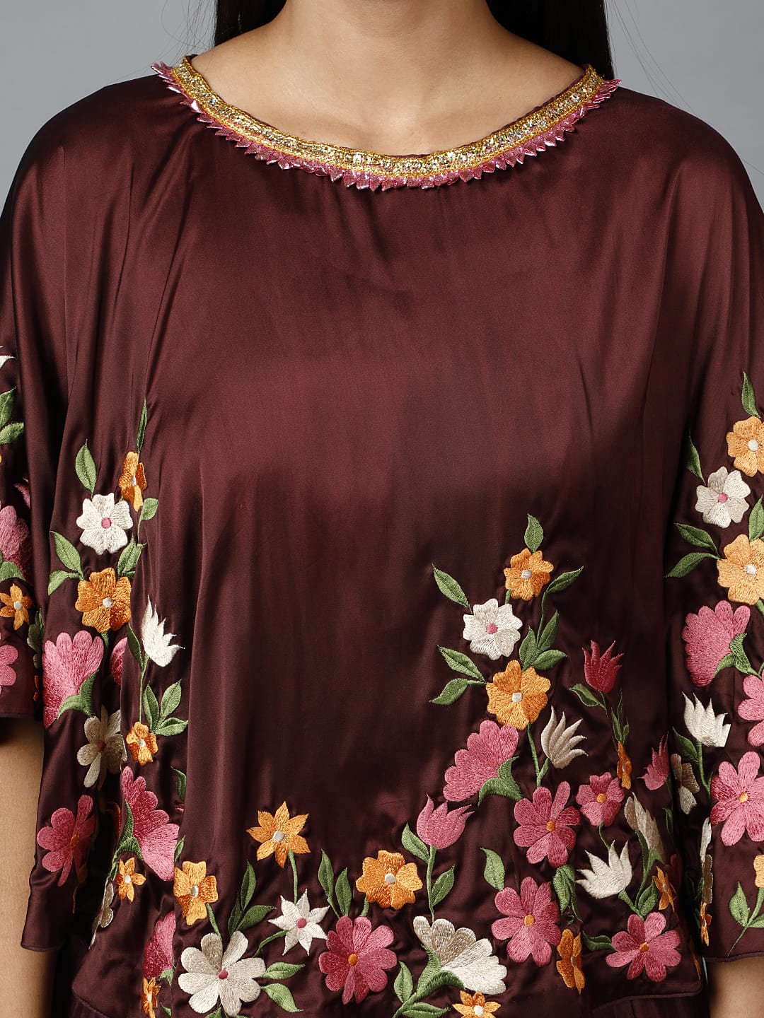 The Elegance of the Maroon Floral Cape Suit - Image 5