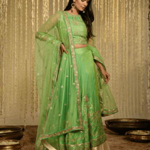 Parrot Green Gota Patti Lehenga Set: Ultimate Breathtaking Ethnic Masterpiece