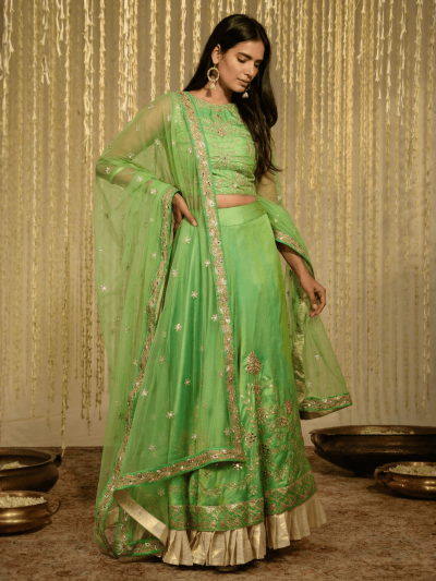 Parrot Green Gota Patti Lehenga Set: Ultimate Breathtaking Ethnic Masterpiece