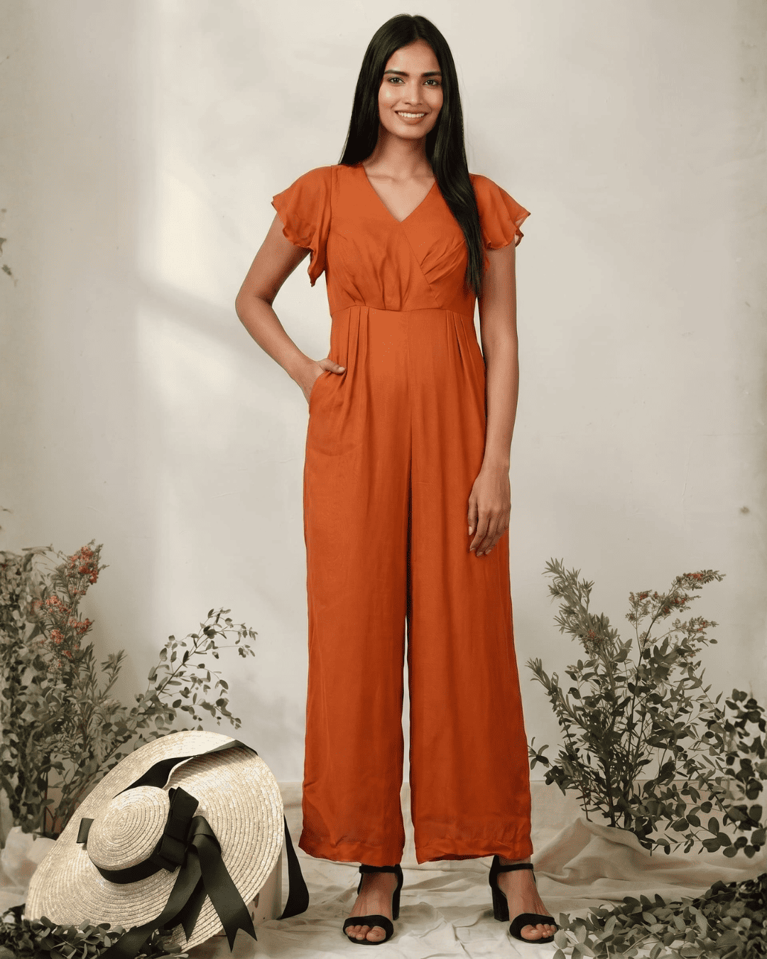 Women's Drape Party/ Casual Jumpsuit In Brown