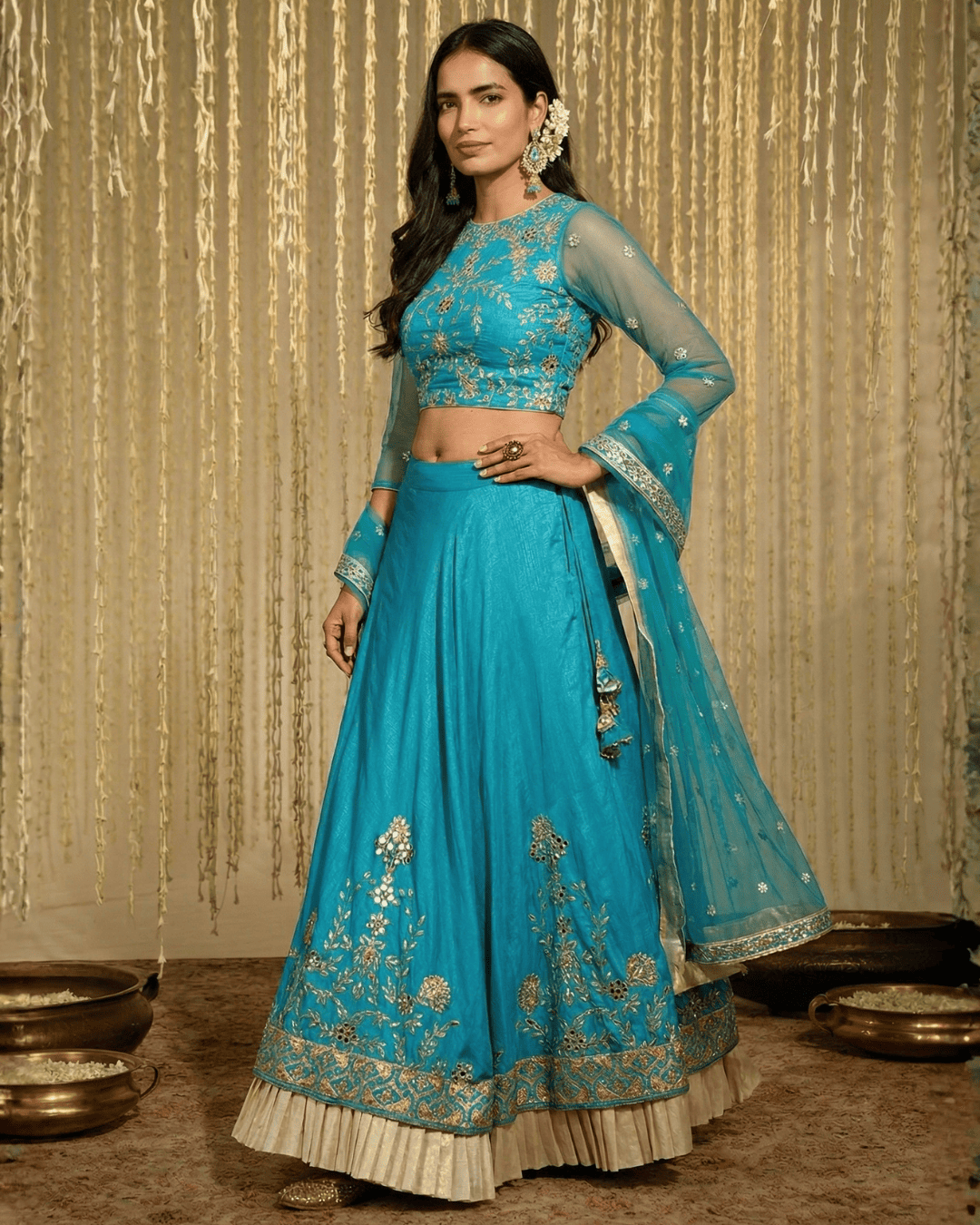 Turquoise Blue Gota Patti Lehenga Set: The Ultimate Breathtaking Ethnic Masterpiece