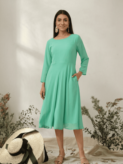 Amazing Women’s Georgette Casual Dress in Spring Green