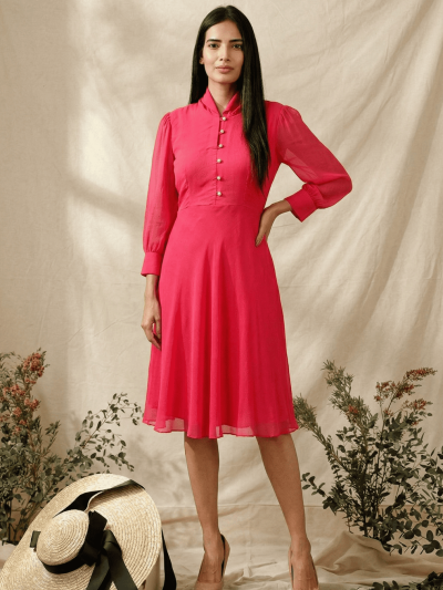 Women’s Pink Chiffon Casual Midi Dress: The Breathtaking Style Statement