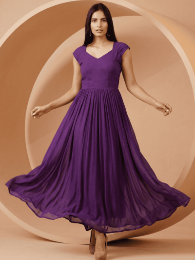Women's Drape Chiffon Party Evening Gown in Purple : Breathtaking Style Statement