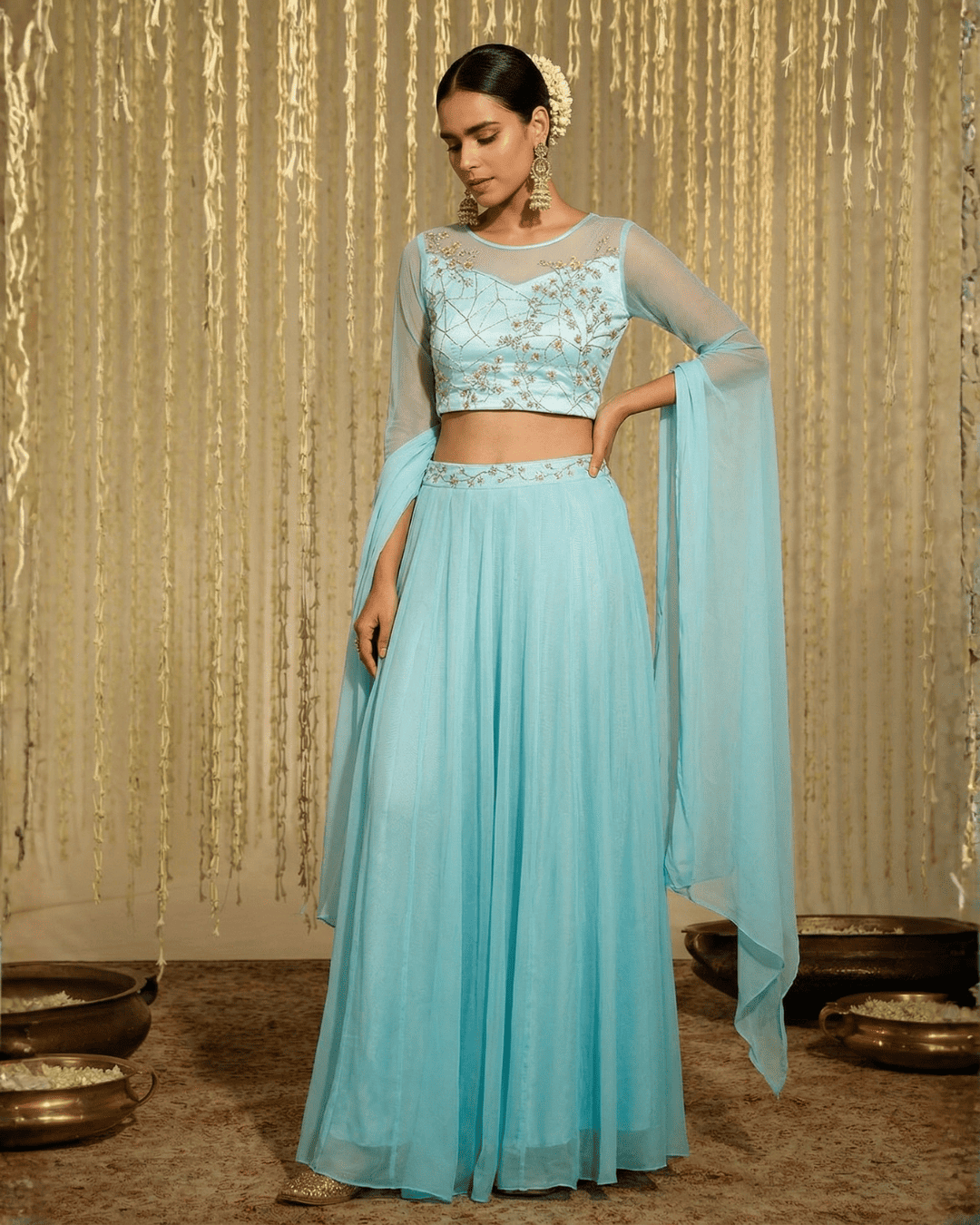 Blue Katdana Sequins Lehenga: The Ultimate Breathtaking Ensemble