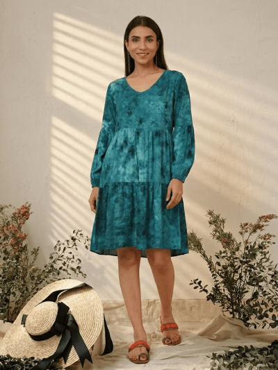 Magnificent Blue Tie Dye Kurti with Balloon Sleeves: 1 Incredible Solution for Radiant Elegance