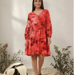 Sensational Red Tie Dye Kurti with Balloon Sleeves: The 1 Ultimate Choice for Breathtaking Style