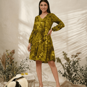 Mesmerizing Green Tie Dye Kurti with Balloon Sleeves: The 1 Phenomenal Choice for Effortless Grace