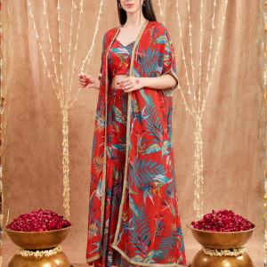 Leaf Print Garara Crop top and Cape set: Elevate Your Festive Wardrobe