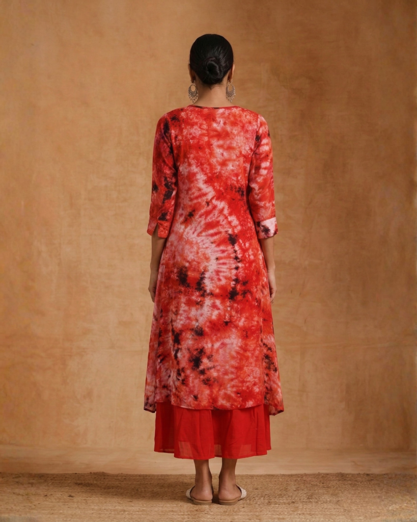 red tie-dye dress