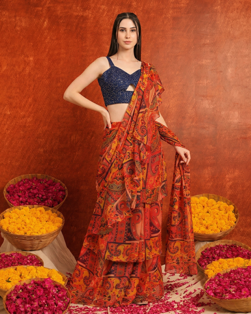 printed fusion outfit