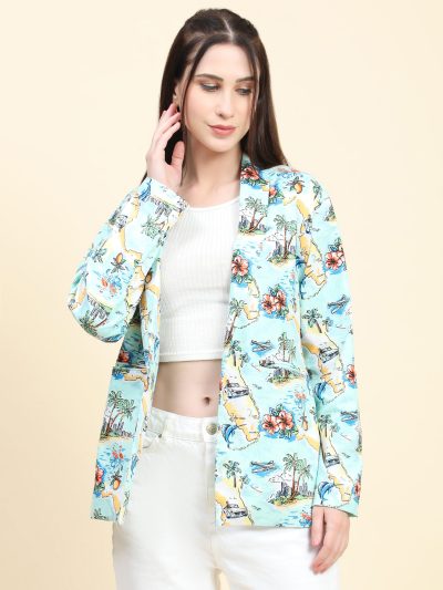 Vibrant Tropical Print Blazer